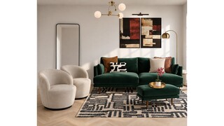 Contemporary Living Room Design: Deep Green Sofa & Elegant Accents — photo 2