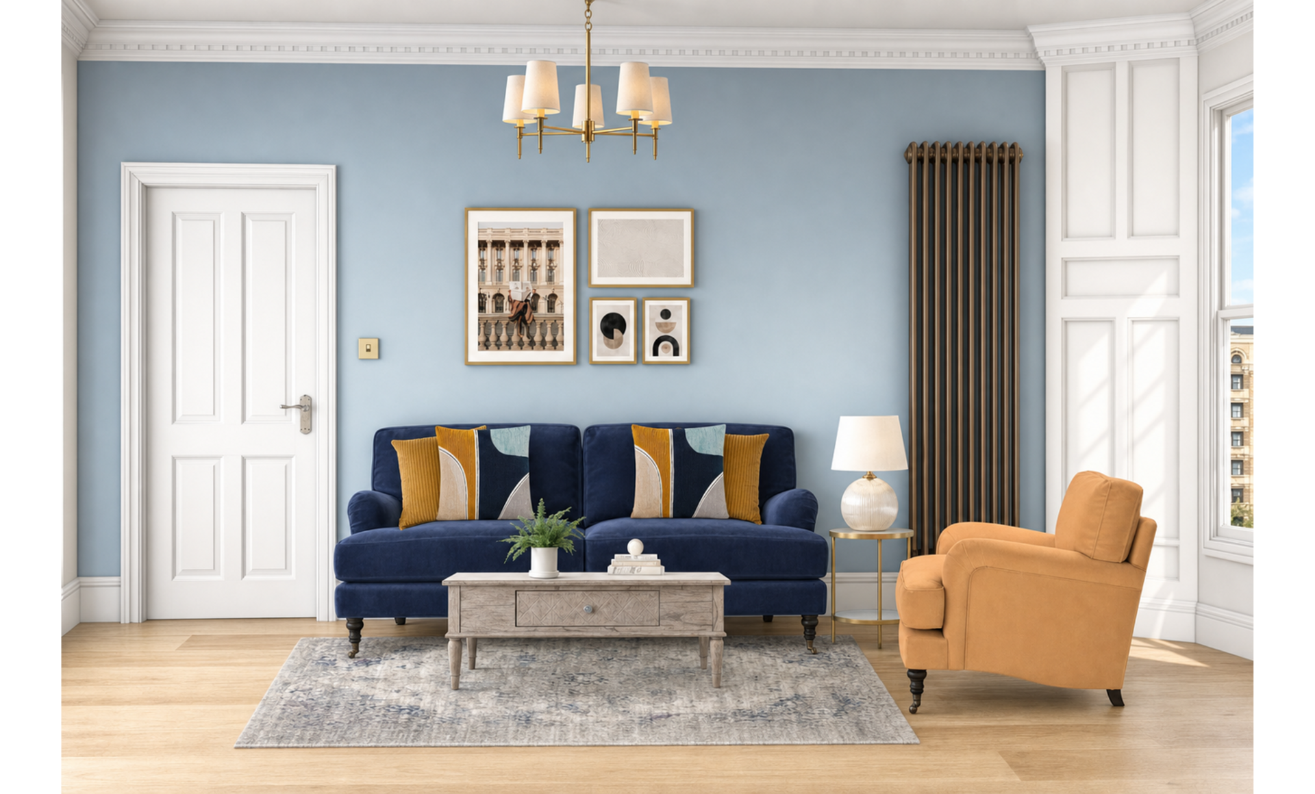 Blue & Yellow Period Living Room Design: A Colourful, Elegant Transformation — the finished room