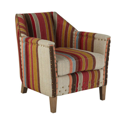 Small George Club Chair, Oak Legs - Multi