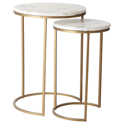 west elm Round Nesting Side Table, Marble / Antique Brass