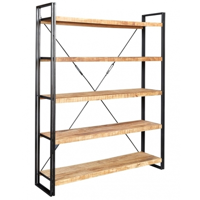 Industrial Living Regis Large Open Bookcase, Solid Hardwood and Iron, Natural