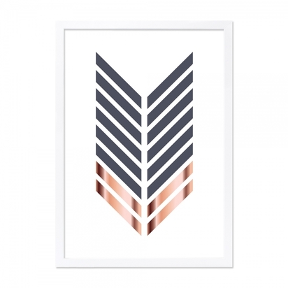Arrow Print Framed Poster, Grey and Copper, A2