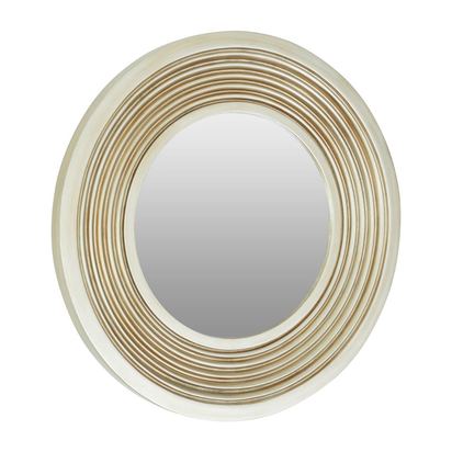 Houseology Collection Ridge Round Wall Mirror Champagne Finish PU Glass