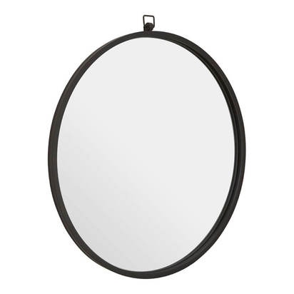 Houseology Collection Jackson Round Wall Mirror Black Metal Finish