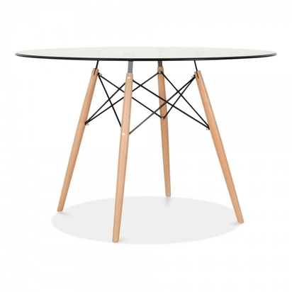 DSW Style Round Dining Table, Glass Size: 110cm
