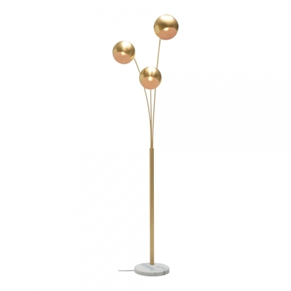 Astral 3 Light Floor Lamp, White Marble Base, Gold