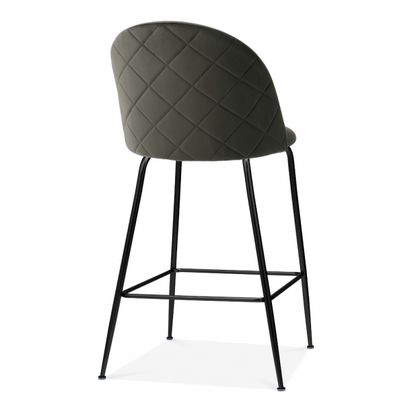 Cult Studio Heather Bar Stool with Backrest, Velvet Upholstered, Charcoal Grey 65cm Colour: Black