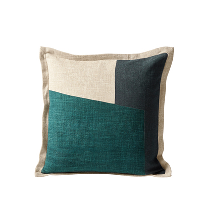 Purcell Cushion in Cream, Navy & Teal, 100% Cotton