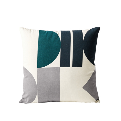 Glenkerry Cushion in Cream, Grey, Navy & Teal, 100% Cotton