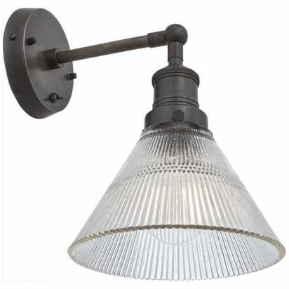 Industville Brooklyn Glass Funnel Wall Light - 7 Inch - Brass Holder