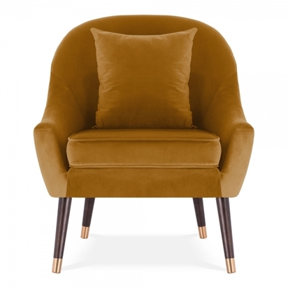 Huxley Lounge Chair, Velvet Upholstered, Mustard