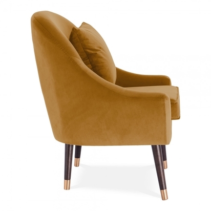 Huxley Lounge Chair, Velvet Upholstered, Mustard