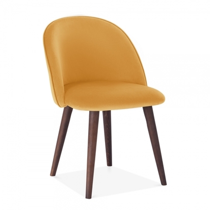 Dahlia Dining Chair, Velvet Upholstered, Mustard