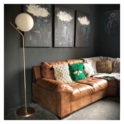 Abel Globe Floor Lamp, Brushed Brass