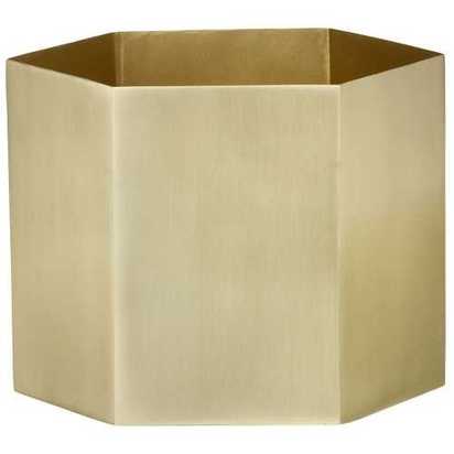 Ferm Living Hexagon Plant Pot - Brass - Large