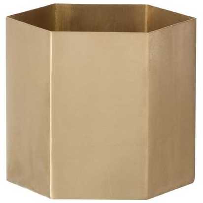 Ferm Living Hexagon Plant Pot - Brass - Extra Large