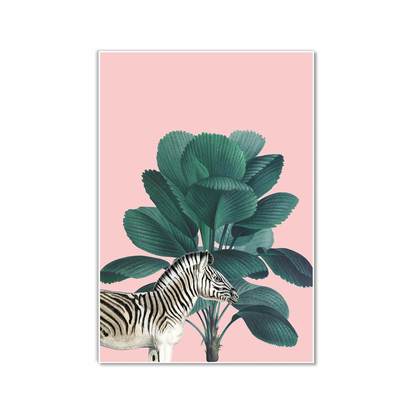 Tropical Jungle Pink Zebra Wall Art Print - US 8x10 inch / White Frame
