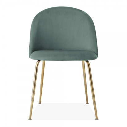 HEATHER DINING CHAIR, VELVET UPHOLSTERED, SAGE GREEN WITH BRASS LEGS