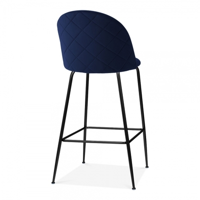 Cult Studio Heather Bar Stool with Backrest, Velvet Upholstered, Royal Blue 75cm Colour: Black