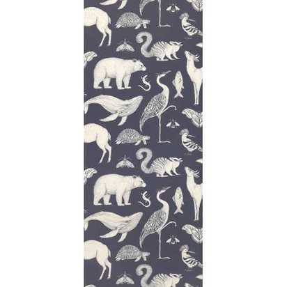 Ferm Living Katie Scott Animals Wallpaper - Dark Blue