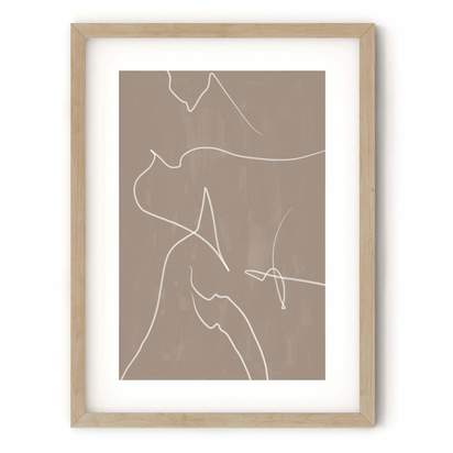 Modern Abstract Lines Art Print - (A4) 21x30 cm - 8x12" / Black Frame With Mount
