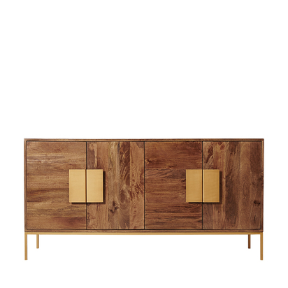 Swoon | Banner | Sideboard | Mid-Century Modern Style | Brass | Mango Wood | W: 147 cm D: 43 cm H: 75 cm