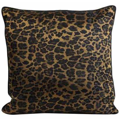 Light and Living Leopard Square Cushion - Brown & Gold