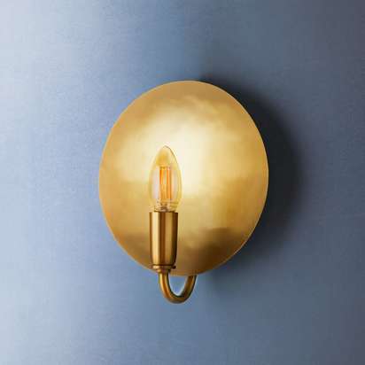 Moon wall light in antique brass