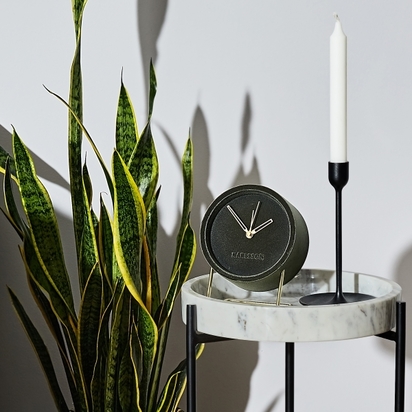 Karlsson Lush Velvet Alarm Clock, Charcoal Grey