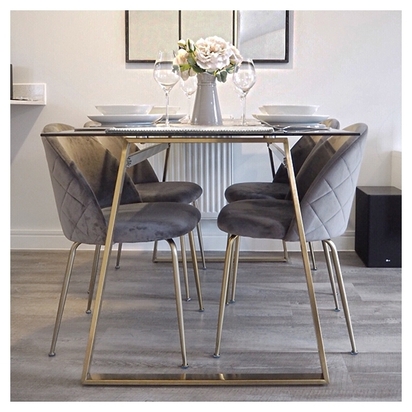 Cult Studio Heather Dining Chair, Velvet Upholstered, Sage Green Leg Colour: Brass Leg