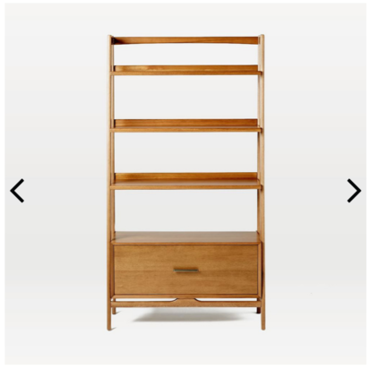 Mid-Century Modern Bookcase Shelf - Wide Tower