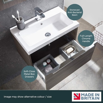 Harbour Alchemy 800mm Wall Hung Vanity Unit & Basin - Dark Oak