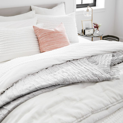 Crinkle Throw, Frost Grey