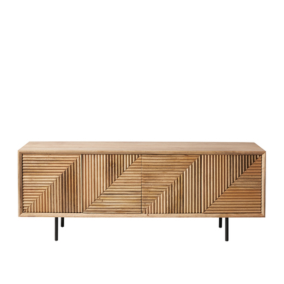 Swoon | Seville | Mid-Century TV Stand | Brown | Mango Wood | W: 139 cm D: 33 cm H: 52 cm