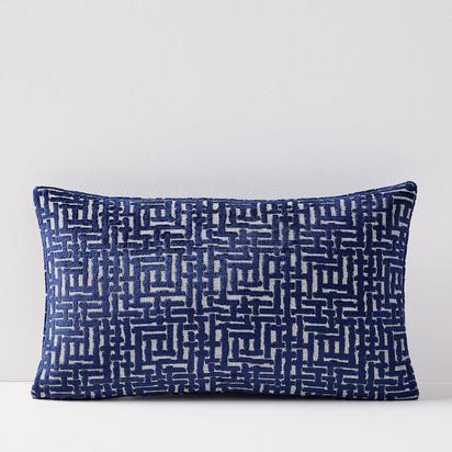 Allover Crosshatch Jacquard Velvet Lumbar Cushion Cover, 30 cm x 53 cm, Nightshade