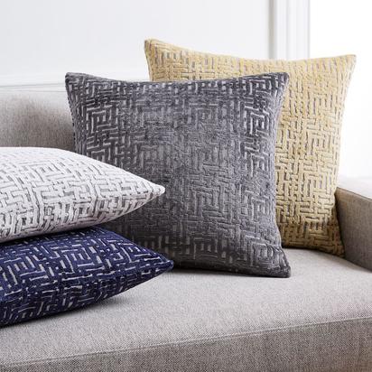 Allover Crosshatch Jacquard Velvet Lumbar Cushion Cover, 30 cm x 53 cm, Nightshade