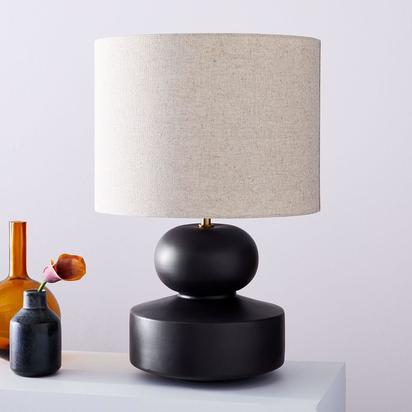 Modern Totem Table Lamp, Wide, Black