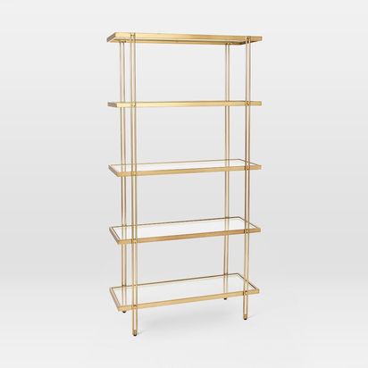 Fulton Bookshelf, Antique Brass
