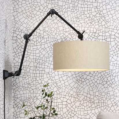 Its About RoMi Amsterdam Ceiling Light & Wall Light - Black & Light Linen - Large