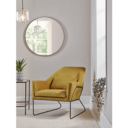 Mustard Velvet Metal Framed Armchair