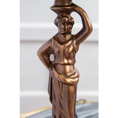 Art Deco Lady Lamp with Leaded Style Glass Shade