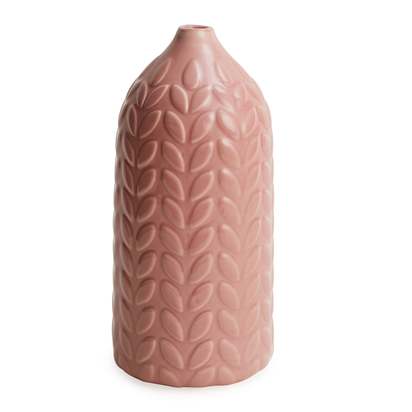 Blush Leaf Ceramic Bottle Vase Pink