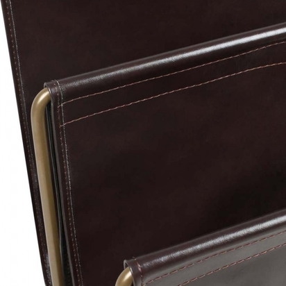 Toya Faux Leather Double Pocket Magazine Rack, Brown