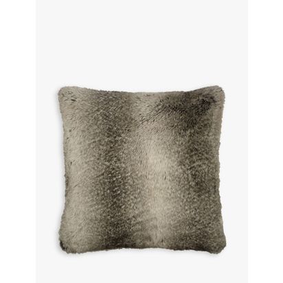 John Lewis Faux Fur Cushion Mocha Ombre | 45 x 45cm