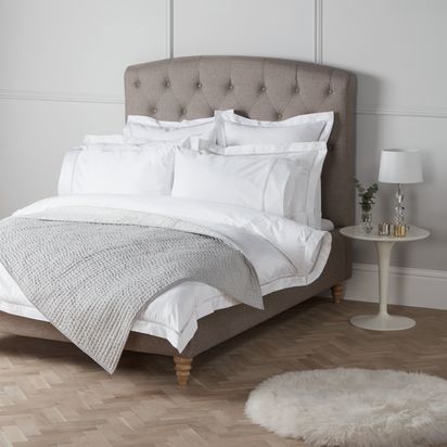 John Lewis Soft and Silky Garda Lattice Stitch Egyptian Cotton 400 Thread Count Bedding White | H230.00cm * W220.00cm