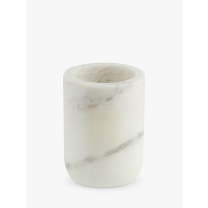 John Lewis White Marble Bathroom Tumbler White | H10 x Dia.7.5cm