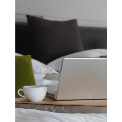 Bosign Large Anti-Slip Wood Veneer Top Lap Tray, 46cm Natural/Brown | H6.5 x W46 x D38cm