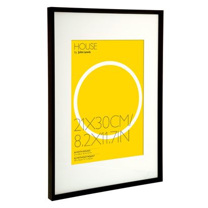 John Lewis Aluminium Photo Frame, A3 with A4 Mount Black | 43 x 31 x 2.5cm