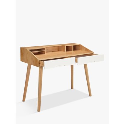 John Lewis Bow Desk, Oak/White