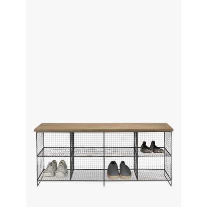 John Lewis Restoration Shoe Rack and Bench, Grey Grey Light | H45 x W33 x L108cm